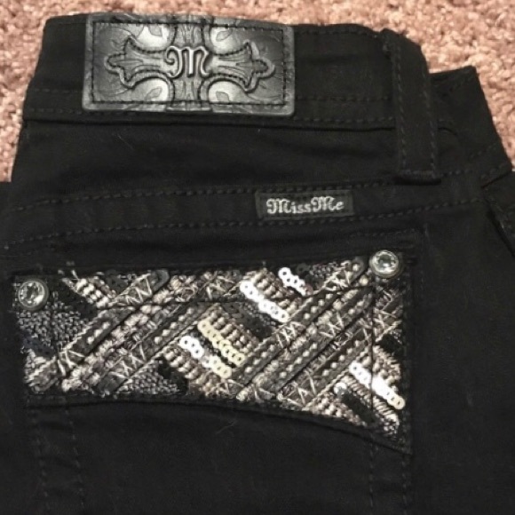 MISS ME BLACK EMBELLISHED SIGNATURE SKINNY JEANS 29 WORN ONCE LIKE, CONDITION - Picture 6 of 6